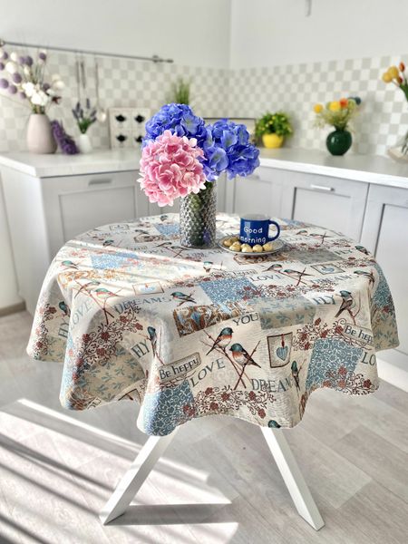 Tapestry tablecloth EDEN468, Ø160, Round, Everyday, Without lurex, 75% polyester, 22% cotton, 3% acrylic