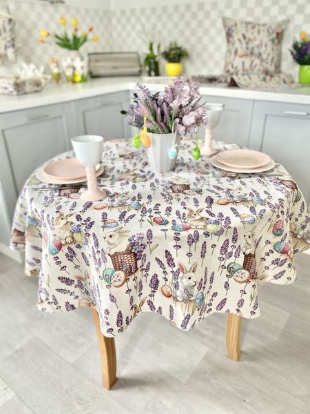 Tapestry tablecloth EDEN1018B, Ø140, Round, Easter, Without lurex, 75% polyester, 22% cotton, 3% acrylic