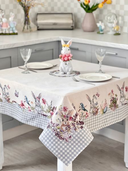 Tapestry tablecloth RUNNER1248GR, 137х137, Square, Easter, Without lurex, 75% polyester, 22% cotton, 3% acrylic
