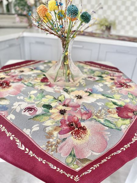 Tapestry tablecloth RUNNER401GR, 137х240, Rectangular, Everyday, Without lurex, 75% polyester, 22% cotton, 3% acrylic