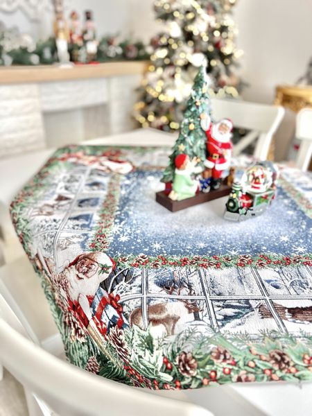 Tapestry tablecloth WINDOW, 97х100, Square, New Year's, Without lurex, with microfibre, 80% polyester, 15% cotton, 5% acrylic