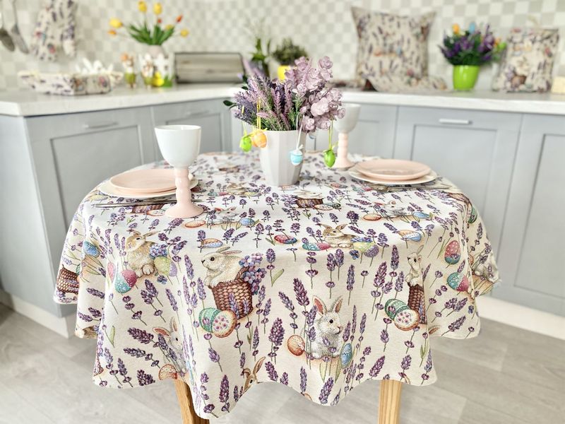 Tapestry tablecloth EDEN1018B, Ø140, Round, Easter, Without lurex, 75% polyester, 22% cotton, 3% acrylic
