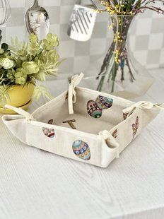 Tapestry bread basket KH0067, 20x20x8, Square, Easter, Without lurex, 75% polyester, 22% cotton, 3% acrylic, Tapestry