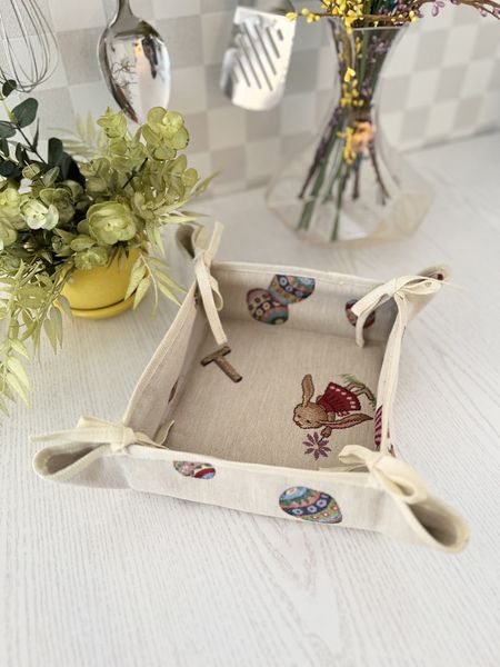 Tapestry bread basket KH0067, 20x20x8, Square, Easter, Without lurex, 75% polyester, 22% cotton, 3% acrylic