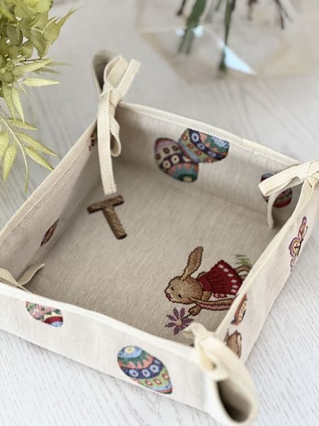 Tapestry bread basket KH0067, 20x20x8, Square, Easter, Without lurex, 75% polyester, 22% cotton, 3% acrylic