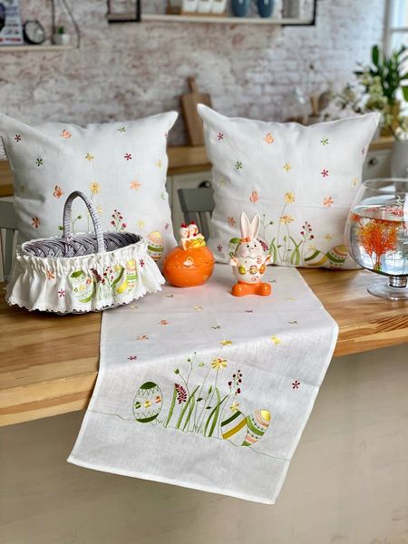 Embroidered Easter cushion cover NVVV03, 45x45, Square, Easter, Embroidery, 100% linen, Single-sided