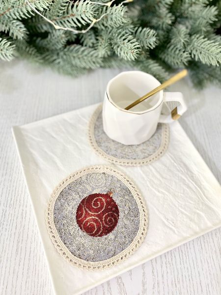 Tapestry placemat with lace ROUND903M-10D "Magic Ribbon"