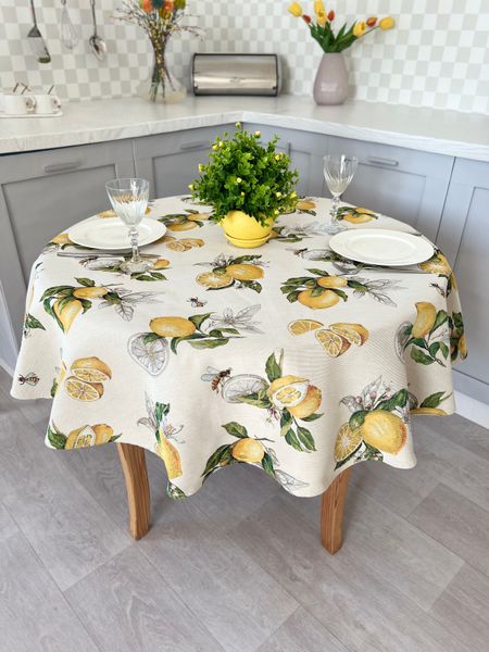 Tapestry tablecloth LIMA042, Ø240, Round, Everyday, Without lurex, 75% polyester, 22% cotton, 3% acrylic