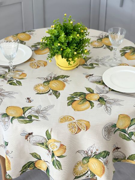 Tapestry tablecloth LIMA042, Ø140, Round, Everyday, Without lurex, 75% polyester, 22% cotton, 3% acrylic