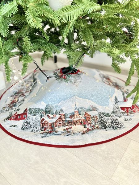 Tapestry Christmas tree skirt ZERMAT, Ø90, Round, New Year's, Silver lurex, 75% polyester, 22% cotton, 3% acrylic