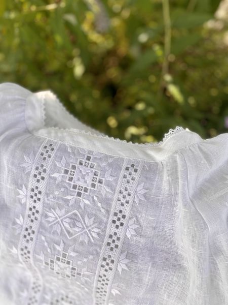 Women's embroidered shirt white SVZH2, M, 100% linen, Women
