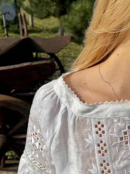 Women's embroidered shirt white SVZH2, L, 100% linen, Women
