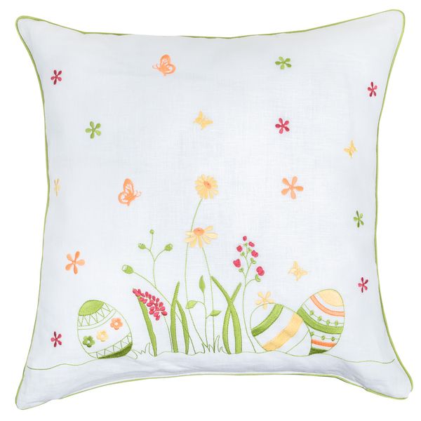 Embroidered Easter cushion cover NVVV03, 45x45, Square, Easter, Embroidery, 100% linen, Single-sided