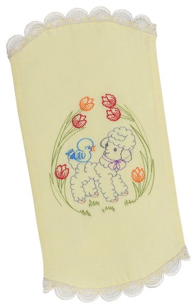 Ręcznik dziecięcy w koszyku wielkanocnym RKVV013, 18x35, Wielkanoc, Haft, 100% len