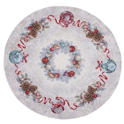 Tapestry tablecloth with lace ROUND903M "Magic Ribbon"