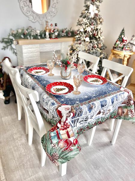 Tapestry tablecloth WINDOW, 137х137, Square, New Year's, Without lurex, with microfibre, 80% polyester, 15% cotton, 5% acrylic