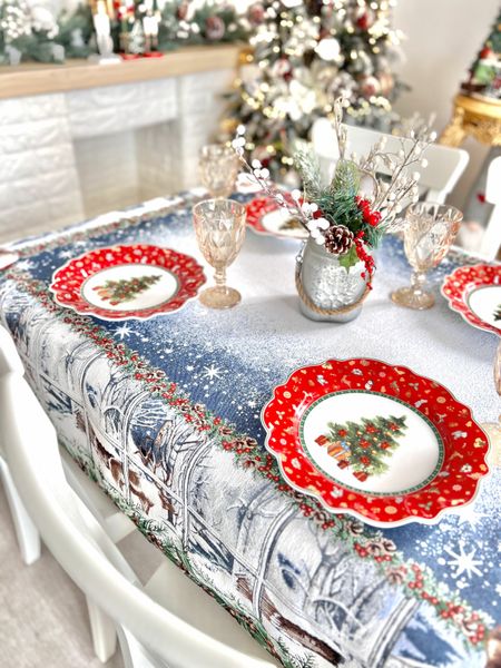 Tapestry tablecloth WINDOW, 137х137, Square, New Year's, Without lurex, with microfibre, 80% polyester, 15% cotton, 5% acrylic