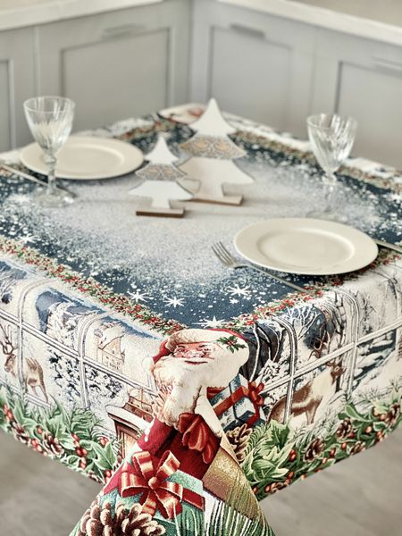 Tapestry tablecloth WINDOW, 137х137, Square, New Year's, Without lurex, with microfibre, 80% polyester, 15% cotton, 5% acrylic