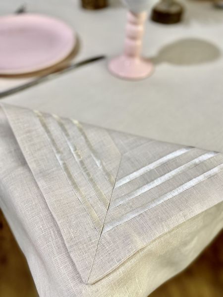 Linen tablecloth SKLB23, 140x140, Square, Monochrome, Embroidery, 100% linen