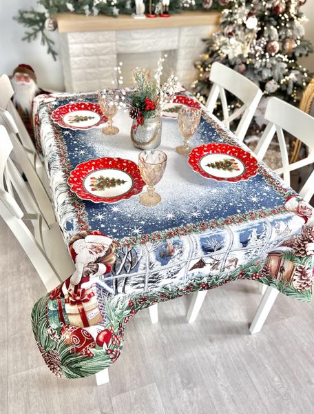 Tapestry tablecloth WINDOW, 137х137, Square, New Year's, Without lurex, with microfibre, 80% polyester, 15% cotton, 5% acrylic