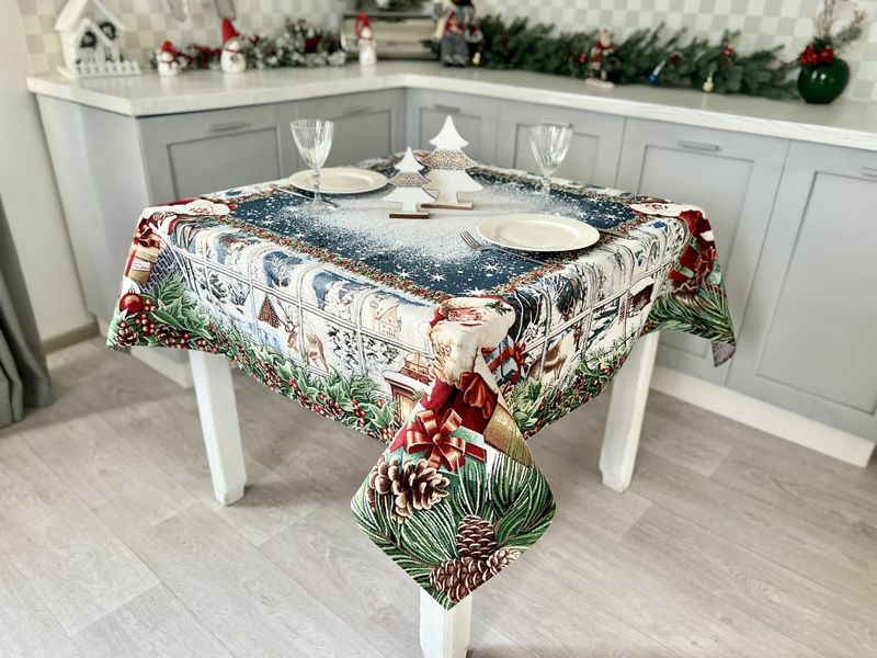 Tapestry tablecloth WINDOW, 137х137, Square, New Year's, Without lurex, with microfibre, 80% polyester, 15% cotton, 5% acrylic