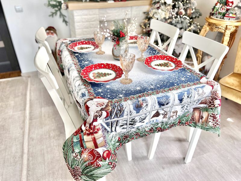 Tapestry tablecloth WINDOW, 137х137, Square, New Year's, Without lurex, with microfibre, 80% polyester, 15% cotton, 5% acrylic