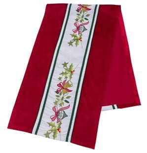 Velvet Christmas table runner NPOVN07-40, 40x130, Rectangular, New Year's, Embroidery, 100% polyester