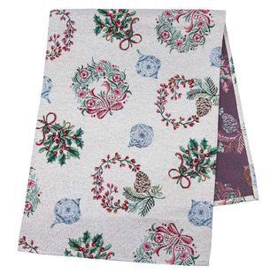 Tapestry table runner CORONA, 37x100, 100, 37, Rectangular, New Year's, Silver lurex, 75% polyester, 22% cotton, 3% acrylic, Tapestry