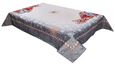 Tapestry tablecloth RUNNER333G "The night before Christmas", 137х240, Rectangular, New Year's, Golden lurex, 75% polyester, 22% cotton, 3% acrylic