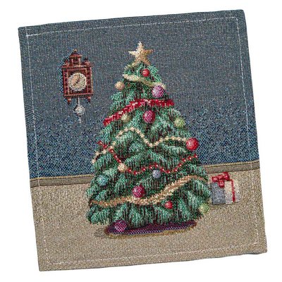 Tapestry placemat RUNNER1196 "New Year Tale", 17x18, Square, New Year's, Golden lurex, 75% polyester, 22% cotton, 3% acrylic