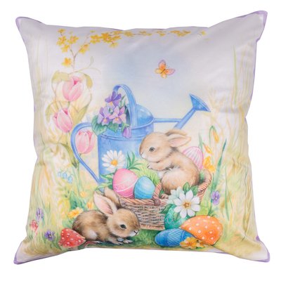Velvet cushion cover with printed pattern NVOP01, 45x45, Square, Easter, 100% polyester