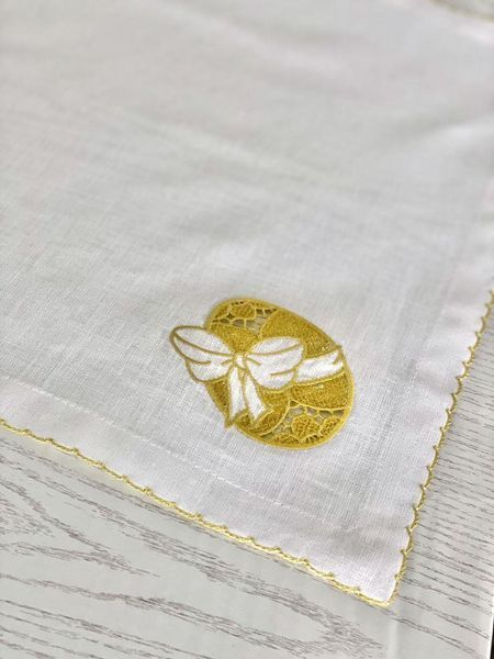 Embroidered placemat YELLOW EGGS, Square, Easter, Embroidery, 100% linen
