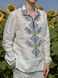 Men's embroidered shirt with blue and yellow threads SVCH5, 2XL, 100% linen, Men