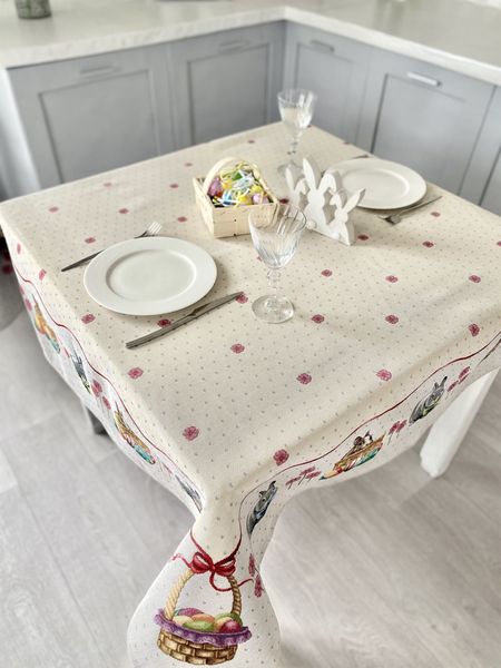 Tapestry tablecloth RUNNER647, 137х137, Square, Easter, Without lurex, 75% polyester, 22% cotton, 3% acrylic