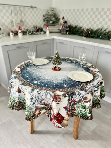 Tapestry tablecloth WINDOW, Ø140, Round, New Year's, Without lurex, with microfibre, 80% polyester, 15% cotton, 5% acrylic