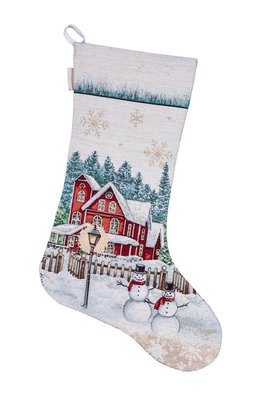 Tapestry gift sock HOME, 33x54, New Year's, With microfibre + silver lurex, 40% polyester, 60% cotton
