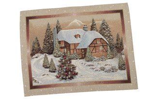 Tapestry placemat RUNNER740, 37x49, Rectangular, New Year's, Golden lurex, 75% polyester, 22% cotton, 3% acrylic, Tapestry