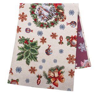 Tapestry table runner FIOCCO, 37x100, 100, 37, Rectangular, New Year's, Without lurex, 45% polyester, 55% cotton, Tapestry