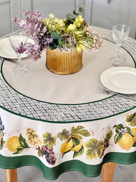 Tapestry tablecloth ROUND044VE, Ø140, Round, Everyday, Without lurex, 75% polyester, 22% cotton, 3% acrylic
