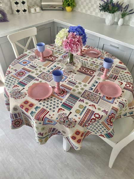 Tapestry tablecloth SK0065, Ø180, Round, Everyday, Without lurex, 75% polyester, 22% cotton, 3% acrylic