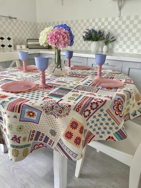 Tapestry tablecloth SK0065, Ø180, Round, Everyday, Without lurex, 75% polyester, 22% cotton, 3% acrylic