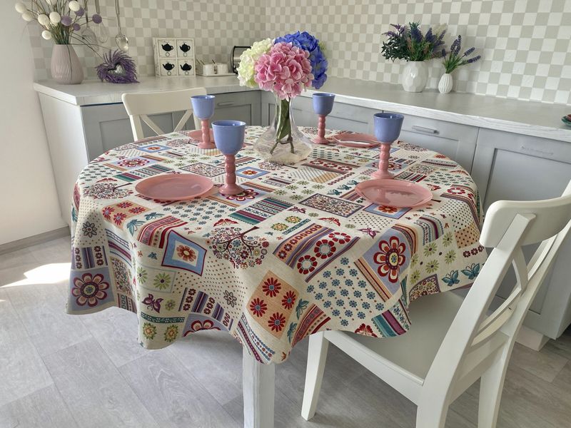 Tapestry tablecloth SK0065, Ø180, Round, Everyday, Without lurex, 75% polyester, 22% cotton, 3% acrylic