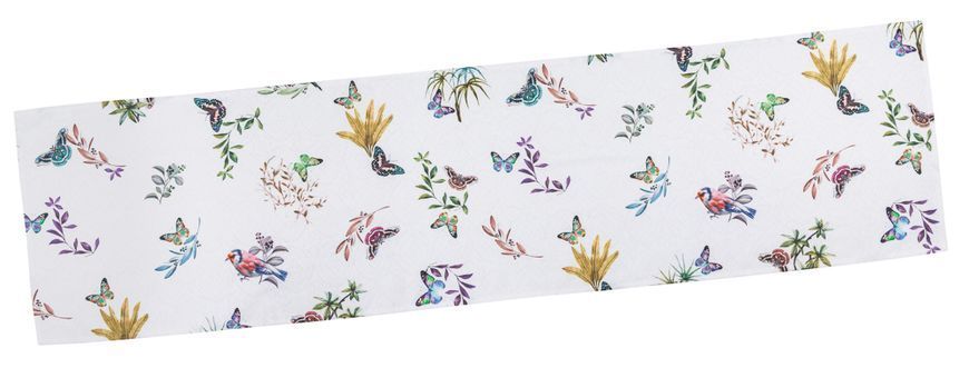 Table runner with water-repellent coating TIKAL, 40x154, Rectangular, Flower, With water-repellent coating, 75% cotton, 25% polyester, Water repellent