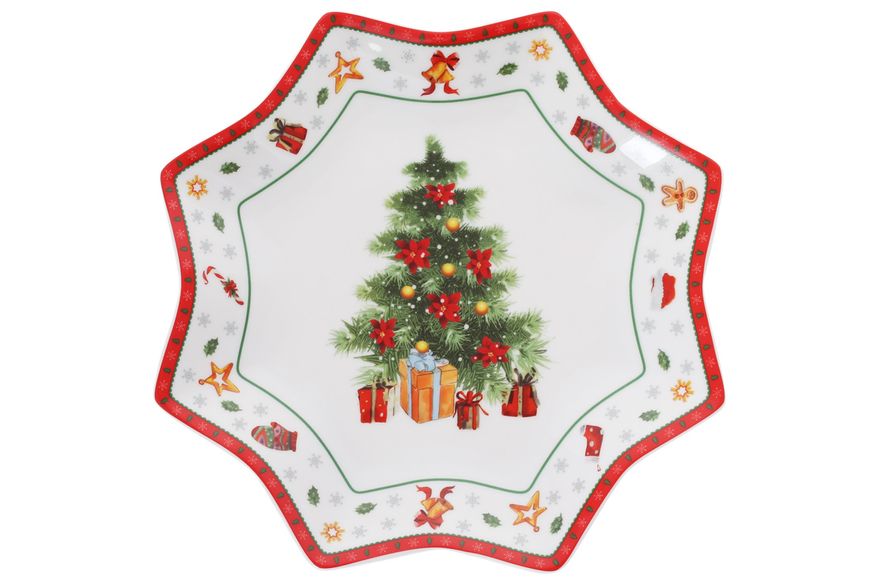 Figured porcelain dish 498-273 "Festive Fleur" 25cm, 25, Round, New Year's, Porcelain, 1 pc.