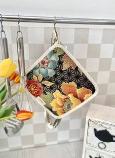 Tapestry kitchen potholder JAPAN003-PK20, 20x20, Square, Everyday, Golden lurex, 75% polyester, 22% cotton, 3% acrylic, Tapestry