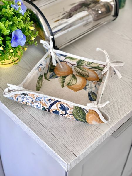 Tapestry bread basket ALLOVER34395, 20х20х8, 20, 20, 8, Square, Lemons, With microfibre, 74% polyester, 23% cotton, 3% acrylic, Tapestry