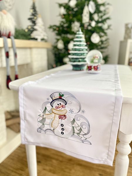 Table runner with embroidery NPV012, 40x140, Rectangular, New Year's, Embroidery, 70% polyester, 30% cotton