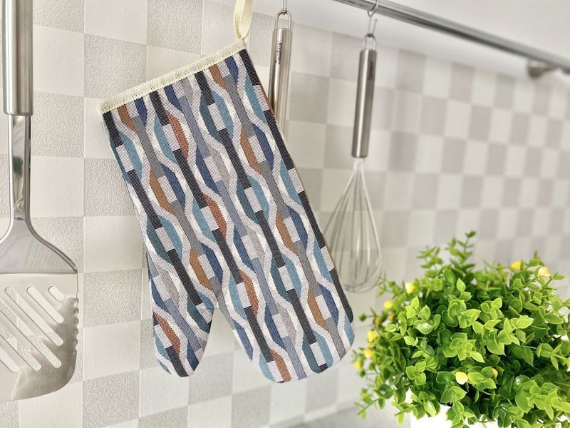 Tapestry oven mitten ZOOM007, 17х30, 30, 17, Geometry, Without lurex, 75% polyester, 22% cotton, 3% acrylic, Tapestry