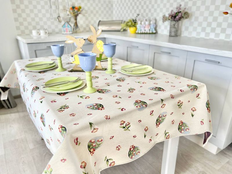 Tapestry tablecloth EDEN655, 97х100, Square, Easter, Without lurex, 75% polyester, 22% cotton, 3% acrylic
