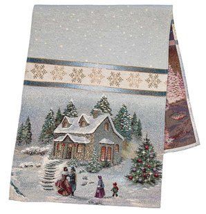 Tapestry table runner RUNNER723B Christmas in Mountains
